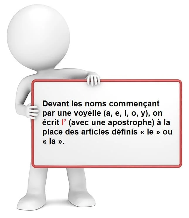 Remplacer le, la par l' cours de français