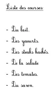 Ecrire une liste cours de français