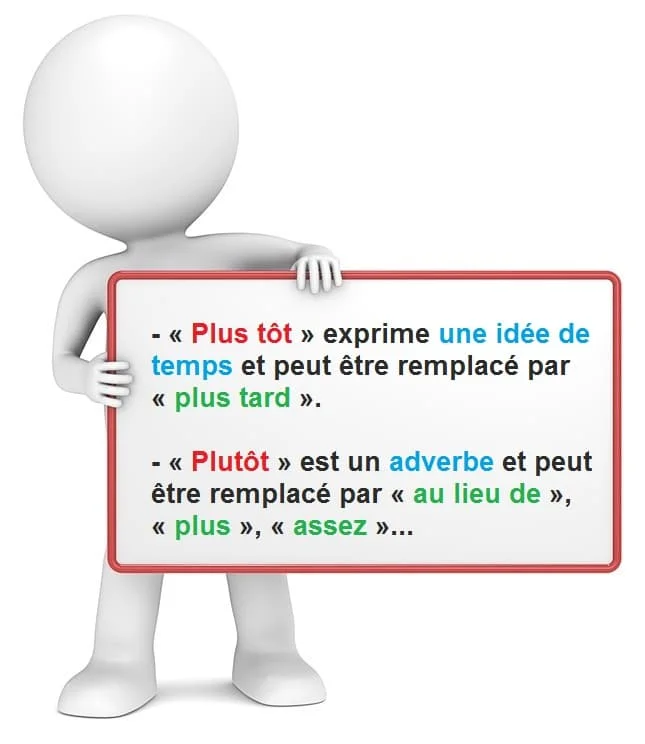 Plutôt plus tôt cours de français