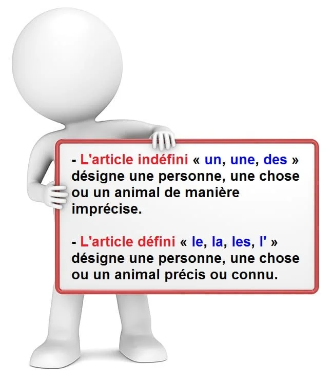 Les articles définis et les articles indéfinis cours de français
