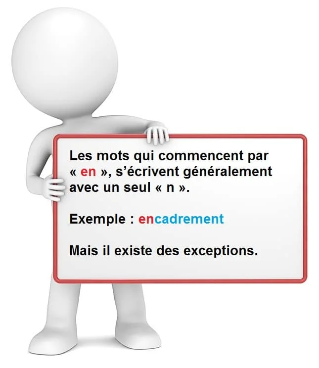 Les mots qui commencent par « en » cours de français