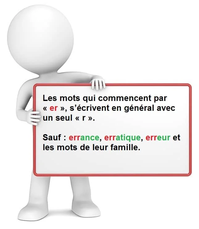 Les mots qui commencent par « er » cours de français