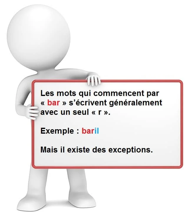 Mots qui commencent par BAR cours de français