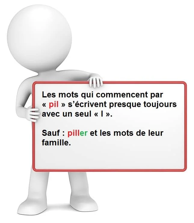 Les mots qui commencent par « pil » cours de français