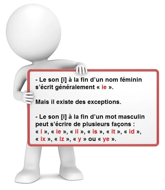Les noms qui terminent par [ i ] - i, ie, is ... cours de français