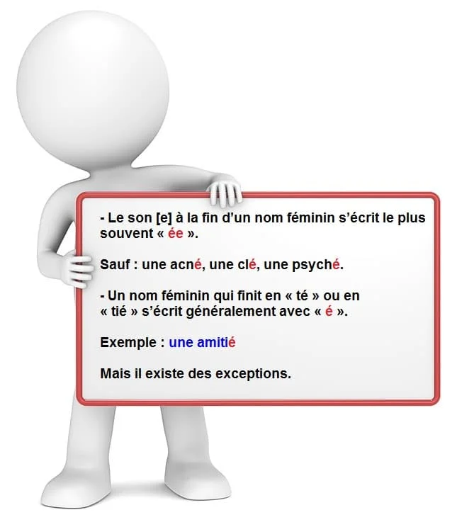 Les noms féminins qui terminent par [e] -é, ée, té, tié, tée cours de français
