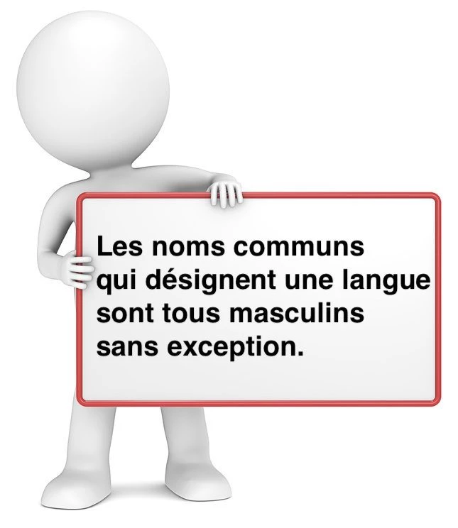 Le genre des noms qui désignent une langue cours de français