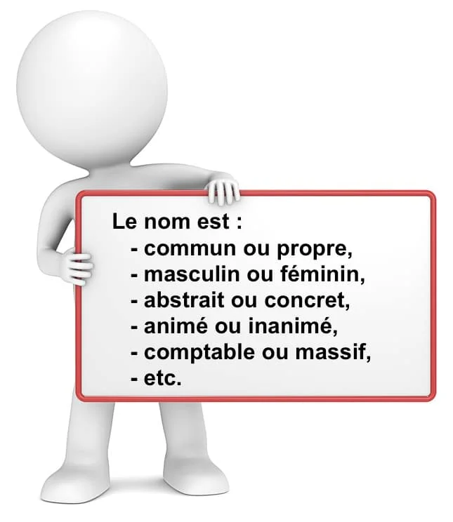 Caractéristiques du nom : genre, nombre, abstrait, concret, composé, collectif, inanimé, etc. cours de français