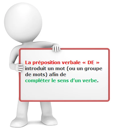 Préposition verbale DE cours de français