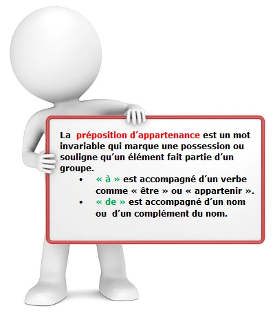 La préposition et l'appartenance avec À et DE cours de français