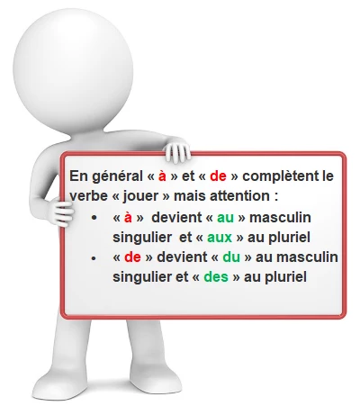 Les prépositions qui complètent le verbe jouer cours de français