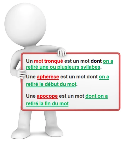 Différences entre mots tronqués, aphérèses et apocopes cours de français