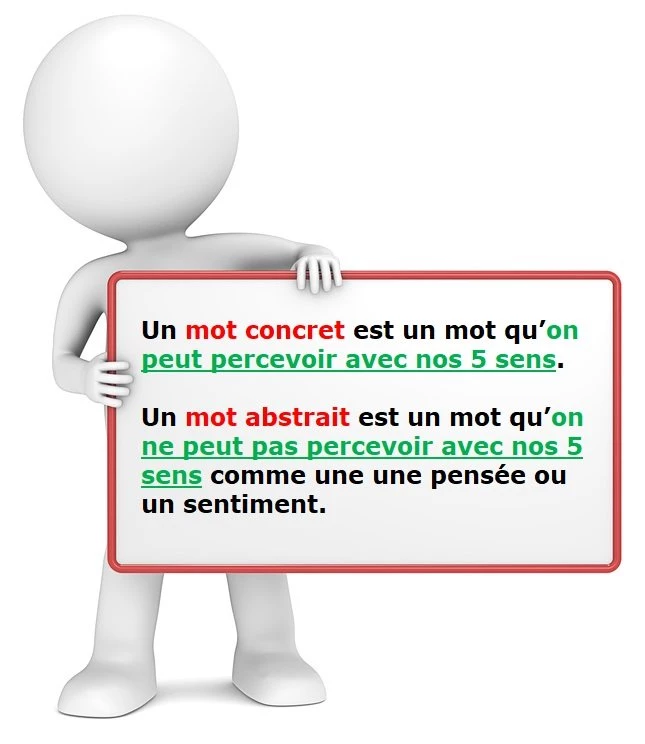 Différences entre mot concret et mot abstrait cours de français